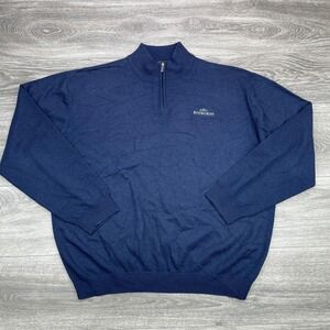 Bugatchi Sweater Mens Large Navy Half Zip Wool Cashmere Mock Neck RiverCrest